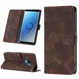 For Samsung Galaxy S9 Skin-feel Embossed Leather Phone Case(Brown)
