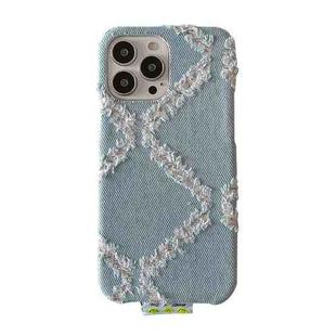 For iPhone 14 Pro Max Diamond Pattern Denim Phone Case(Light Blue)