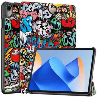 For Huawei MatePad 11 2023 Custer Painted 3-Fold Holder Leather Smart Tablet Case(Graffiti)