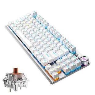 AULA F3001 Backlit 87 Keys Wired/Wireless/Bluetooth Three Model Mechanical Gaming Keyboard(Silver White Tea Shaft)