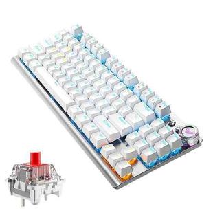 AULA F3001 Backlit 87 Keys Wired/Wireless/Bluetooth Three Model Mechanical Gaming Keyboard(Silver White Red Shaft)