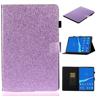 For Lenovo Tab M10 Plus TB-X606F Glossy Glitter Powder Horizontal Flip Leather Case with Holder & Card Slot & Sleep / Wake-up Function(Purple)