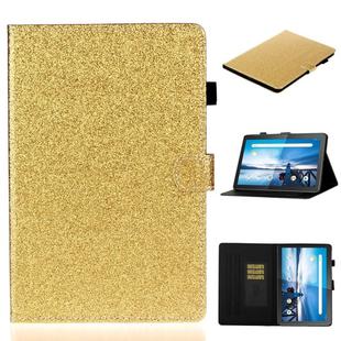 For Lenovo Tab M10 TB-X605F / X505 Glossy Glitter Powder Horizontal Flip Leather Case with Holder & Card Slot(Gold)