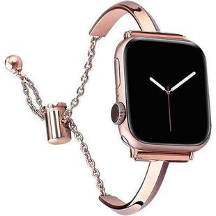 Stainless Steel Bracelet Watch Band For Apple Watch Series 9&8&7 41mm / SE 3&SE 2&6&SE&5&4 40mm / 3&2&1 38mm(Rose Gold)
