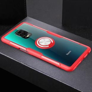 For Xiaomi Redmi Note 9 Pro Max Anti-fall Transparent TPU + Acrylic Mobile Phone Protective Case with Ring Bracket(Red)