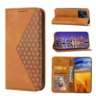 For Xiaomi Redmi 12C/11A Cubic Grid Calf Texture Magnetic Leather Phone Case(Yellow)