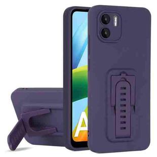 For Xiaomi Redmi A1 4G Strap Holder Shockproof Protective Phone Case with Lens Film(Purple)