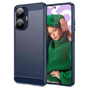 For Realme C55 Brushed Texture Carbon Fiber TPU Phone Case(Blue)