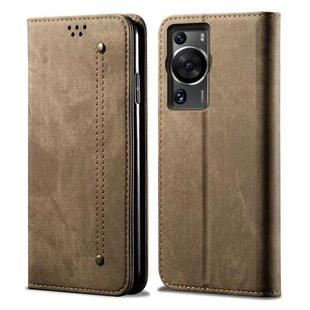 For Huawei P60/P60 Pro Denim Texture Leather Phone Case(Khaki)
