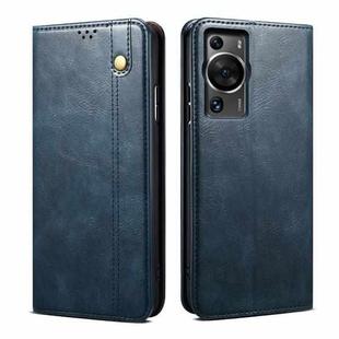 For Huawei P60/P60 Pro Oil Wax Crazy Horse Texture Leather Phone Case(Blue)