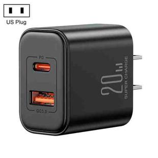 J0YROOM TCF05 20W USB+USB-C/Type-C Fast Charger, Specification:US Plug(Black)