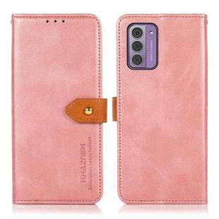 For Nokia G42 KHAZNEH Dual-color Cowhide Texture Flip Leather Phone Case(Rose Gold)