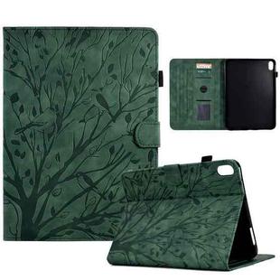 For iPad 10.9 2022 Fortune Tree Pressure Flower PU Tablet Case with Wake-up / Sleep Function(Green)