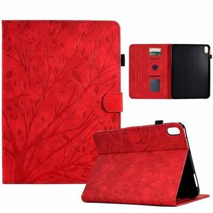 For iPad 10.9 2022 Fortune Tree Pressure Flower PU Tablet Case with Wake-up / Sleep Function(Red)