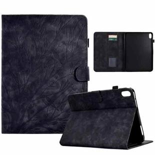 For iPad 10.9 2022 Fortune Tree Pressure Flower PU Tablet Case with Wake-up / Sleep Function(Black)
