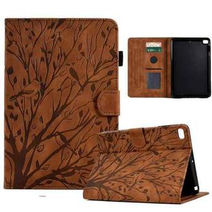 For iPad Air / Air 2 / 9.7 2017 2018 Fortune Tree Pressure Flower PU Tablet Case with Wake-up / Sleep Function(Brown)