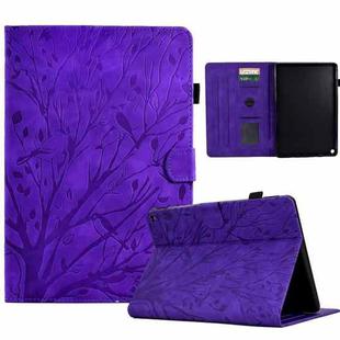 For Amazon Fire HD 10 Plus / HD 10 2021 Fortune Tree Pressure Flower PU Tablet Case with Wake-up / Sleep Function(Purple)