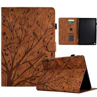 For Amazon Fire HD 10 Plus / HD 10 2021 Fortune Tree Pressure Flower PU Tablet Case with Wake-up / Sleep Function(Brown)