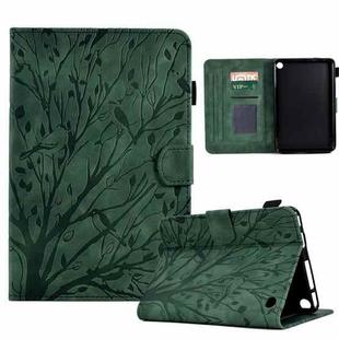 For Amazon Fire 7 2022 Fortune Tree Pressure Flower PU Tablet Case with Wake-up / Sleep Function(Green)