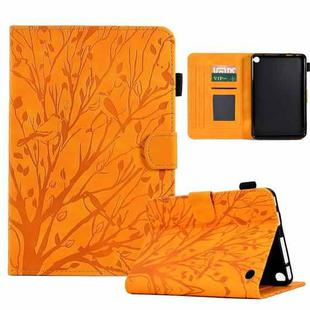 For Amazon Fire 7 2022 Fortune Tree Pressure Flower PU Tablet Case with Wake-up / Sleep Function(Khaki)