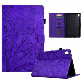 For Lenovo M10 HD 2nd X306X Fortune Tree Pressure Flower PU Tablet Case with Wake-up / Sleep Function(Purple)