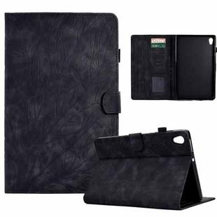 For Lenovo M10 HD 2nd X306X Fortune Tree Pressure Flower PU Tablet Case with Wake-up / Sleep Function(Black)