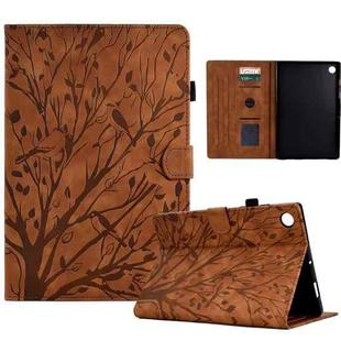 For Huawei Enjoy Tablet 2 / MatePad T 10 / MatePad T 10S / Honor Pad 6 / Honor Pad X6 Fortune Tree Pressure Flower PU Tablet Case (Brown)
