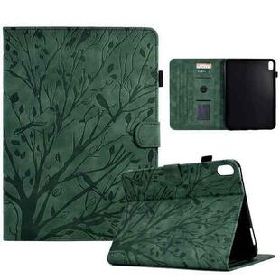 For iPad mini 2021 / mini 6 Fortune Tree Pressure Flower PU Tablet Case with Wake-up / Sleep Function(Green)