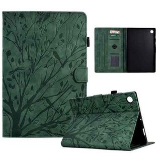 For Lenovo Tab M10 Gen 3 Fortune Tree Pressure Flower PU Tablet Case with Wake-up / Sleep Function(Green)