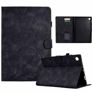 For Lenovo M10 Plus Fortune Tree Pressure Flower PU Tablet Case with Wake-up / Sleep Function(Black)