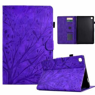 For Samsung Galaxy Tab A 10.1 2019 Fortune Tree Pressure Flower PU Tablet Case(Purple)