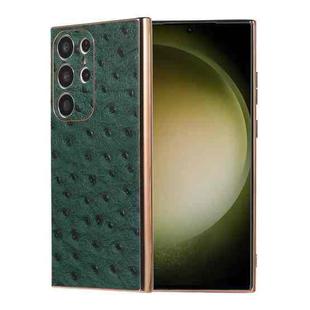 For Samsung Galaxy S23 Ultra 5G Genuine Leather Ostrich Texture Nano Electroplating Phone Case(Green)