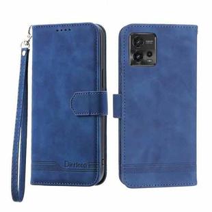 For Motorola Moto G73 5G Dierfeng Dream Line TPU + PU Leather Phone Case(Blue)
