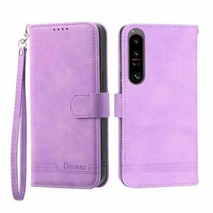 For Sony Xperia 1 V 5G Dierfeng Dream Line TPU + PU Leather Phone Case(Purple)