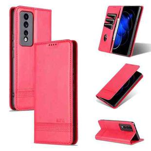 For Honor 80 GT AZNS Magnetic Calf Texture Flip Leather Phone Case(Red)