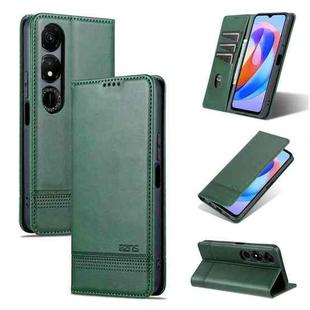 For Honor Play 40 AZNS Magnetic Calf Texture Flip Leather Phone Case(Dark Green)