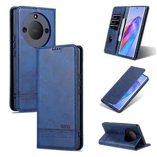 For Honor X50 AZNS Magnetic Calf Texture Flip Leather Phone Case(Dark Blue)