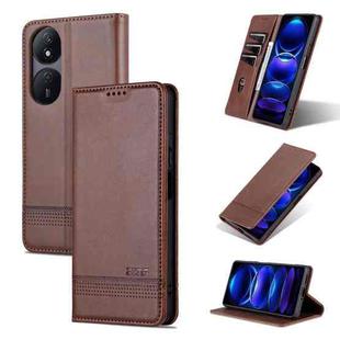 For Honor Play 50 Plus AZNS Magnetic Calf Texture Flip Leather Phone Case(Dark Brown)