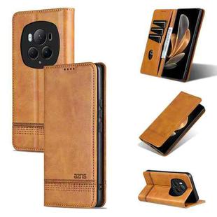 For Honor Magic6 Pro AZNS Magnetic Calf Texture Flip Leather Phone Case(Light Brown)