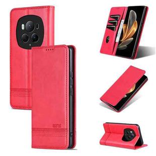 For Honor Magic6 Pro AZNS Magnetic Calf Texture Flip Leather Phone Case(Red)