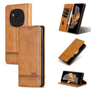 For Honor Magic6 AZNS Magnetic Calf Texture Flip Leather Phone Case(Light Brown)