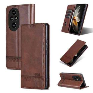 For Honor 200 AZNS Magnetic Calf Texture Flip Leather Phone Case(Dark Brown)