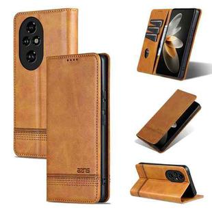 For Honor 200 AZNS Magnetic Calf Texture Flip Leather Phone Case(Light Brown)