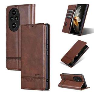 For Honor 200 Pro AZNS Magnetic Calf Texture Flip Leather Phone Case(Dark Brown)