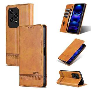 For Honor 200 Lite Global AZNS Magnetic Calf Texture Flip Leather Phone Case(Light Brown)