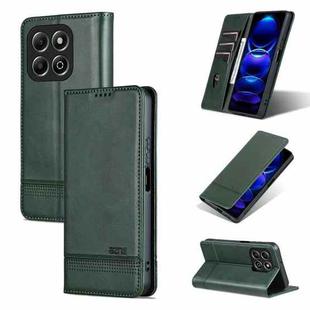 For Honor X6b AZNS Magnetic Calf Texture Flip Leather Phone Case(Dark Green)