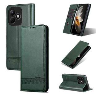 For Honor X60i AZNS Magnetic Calf Texture Flip Leather Phone Case(Dark Green)