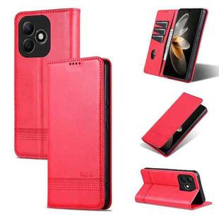 For Honor X60i AZNS Magnetic Calf Texture Flip Leather Phone Case(Red)