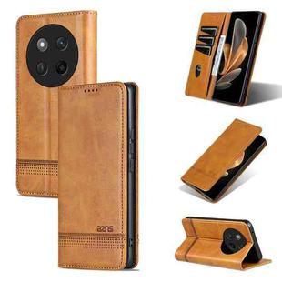 For Honor X60 Pro AZNS Magnetic Calf Texture Flip Leather Phone Case(Light Brown)