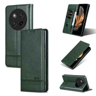 For Honor X60 Pro AZNS Magnetic Calf Texture Flip Leather Phone Case(Dark Green)